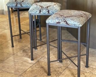 3pc Iron Counter Height Chairs Bar Stools 32x18x18in HxWxD