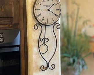 Manchester Clock co Wrought Iron Pendulum Clock 31x12x2.5in HxWxD