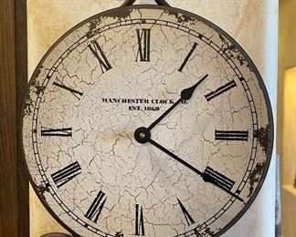 Manchester Clock co Wrought Iron Pendulum Clock 31x12x2.5in HxWxD