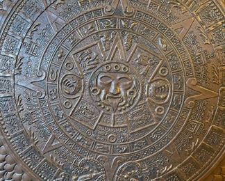 Copper Repoussé Aztec Wall Platter 16in Diameter