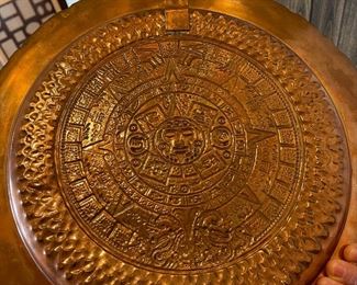 Copper Repoussé Aztec Wall Platter 16in Diameter