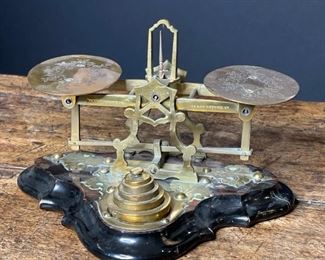 Antique Parkins & Gotto Oxford St London Postal Scale 5x8.5x6.5in HxWxD