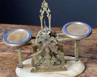 Antique Alabaster Postal Balance Scale John Bagshaw & Sons 7x7.5x4in HxWxD