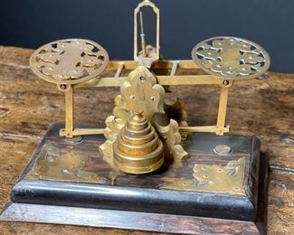 George Betjemann Antique postal scale 6x8.5x4.5in HxWxD