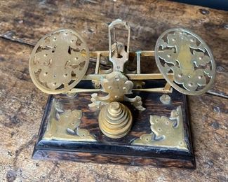 George Betjemann Antique postal scale 6x8.5x4.5in HxWxD