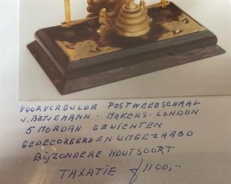 George Betjemann Antique postal scale 6x8.5x4.5in HxWxD