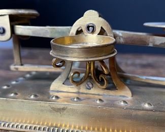 Antique Brass Balance Scale 2.5x6.4in HxWxD