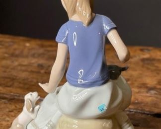 NAO Lladro Girl with 2 dogs 6.75in H