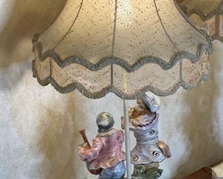 2pc Antique Porcelain Figural Lamps PAIR 31in H x 16in Diameter