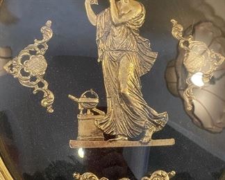 2pc Antique Convex framed Figural Cameo PAIR 12x10.5in