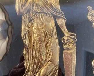 2pc Antique Convex framed Figural Cameo PAIR 12x10.5in