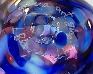 Garcia Art Glass Pedestal Vase 8in H x 6.5 in Diameter