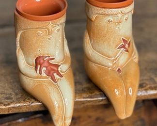 2pc Cerarpa Portugal Terracotta Planter Figural Small pots 6x3.5x5in