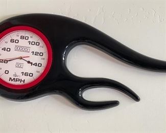 Sid Chavers Black Flame Wall Clock 14x33in