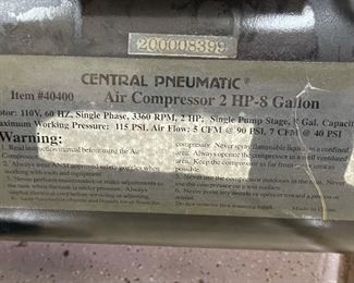 Central Pneumatic 40400 2HP Air Compressor