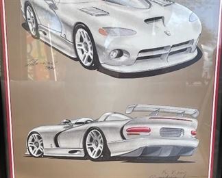 *SIgned* Dodge Viper "The Legend Continues" poster Roy Sjoberg & Alderman 25 x 19 1/2