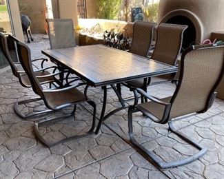 Agio Patio Tile top Table & 6 Chairs Table: 28 x 42x 72.25