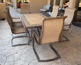 Agio Patio Tile top Table & 6 Chairs Table: 28 x 42x 72.25