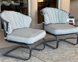 2pc Wrought Iron Mesh Patio Chairs 31x30x28 HxWxD