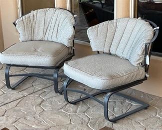 2pc Wrought Iron Mesh Patio Chairs