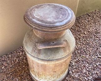 Old metal milk and outdoor yard Decor 13in diameter 21in tall