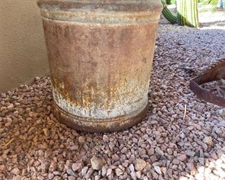Old metal milk and outdoor yard Decor 13in diameter 21in tall