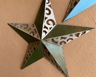 Medium green & metal colored star outdoor wall art Decor 23in diameter