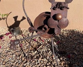 Rustic yard art Decor dog lifting leg 20in. X 28in