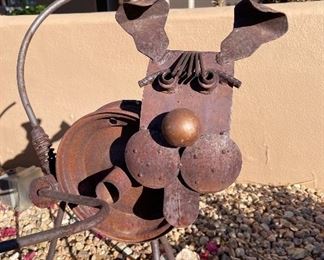 Rustic yard art Decor dog lifting leg 20in. X 28in