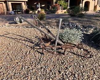 Old pick ax and plow Outdoor yard art Decor 7ft long 27in wide