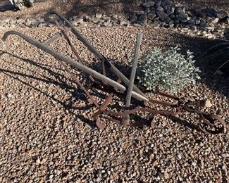 Old pick ax and plow Outdoor yard art Decor 7ft long 27in wide