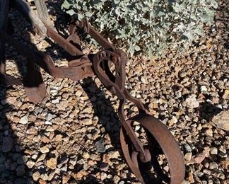 Old pick ax and plow Outdoor yard art Decor 7ft long 27in wide