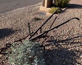 Old pick ax and plow Outdoor yard art Decor 7ft long 27in wide