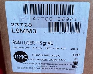 Remington 9mm Luger 115gr 500 Rounds UMC