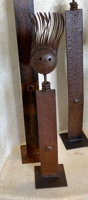 4pc Rustic Metal Art Figures Family of 4 28in H tallest