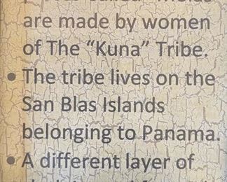 #1 Mola Kuna Indian Tribe Framed Tapestry Art San Blas Islands Panama Framed Frame: 20.75x19.75in
