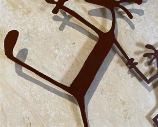 Rustic Metal Kokopelli Family of 4 12x21in