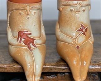 2pc Cerarpa Portugal Terracotta Planter Figural Small pots 6x3.5x5in