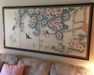Original oriental wall hanging, couch