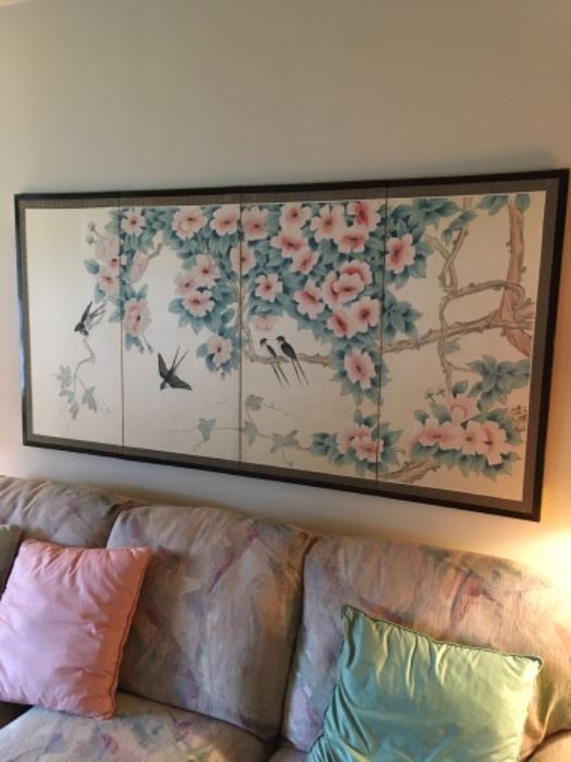 Original oriental wall hanging, couch