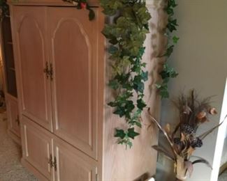 Entertainment center, floral, records