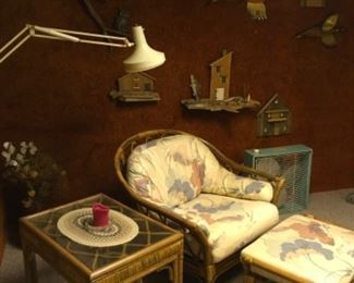 Lamp, chair, end table