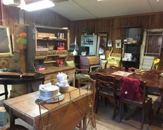 Antique pine table (background hutch and large table sold)