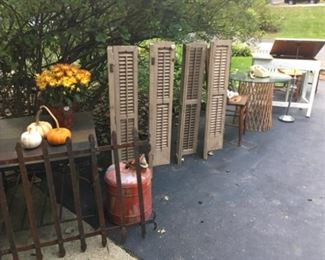 Vi take shutters, antique bank teller grate, gas can