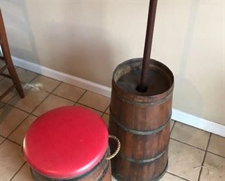 Antique Butter Churn and Stool