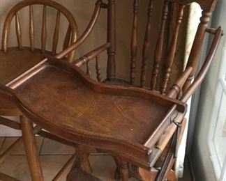 Antique High Chair and Virginia House Stool