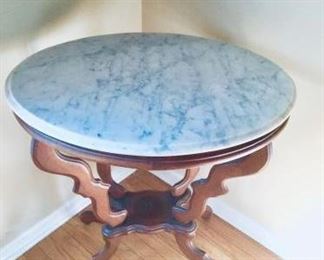 Antique Marble Top Oval Table