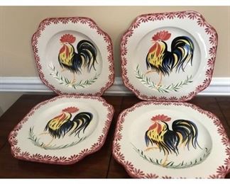 Four Zanolli Hand Painted Rooster Plates