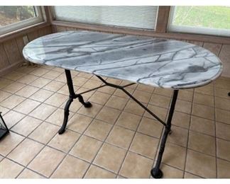 Large Marble Top Oval Table