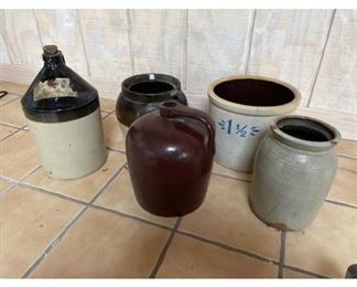 Pottery Crocks and Jug